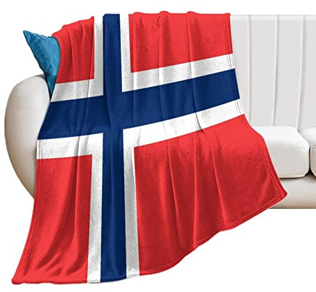 Higoss Decke mit Norwegen-Flagge, Überwurf mit Länderflagge, Plüsch, superweich, warm, Flanelldecke für Couch, Bett, Sofa, Stuhl, tolles Geschenk für Freunde, Männer, Frauen, 76,2 x 101,6 cm