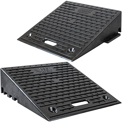 Pack of 2-6 Inch Driveway Kerb Ramp, Heavy Duty Rubber Ramps Perfect for Pavements, Low Cars, Kerb Ramps for Motorhome, Truck, Shed Ramps, Pets & Wheelchair Threshold Ramp (6) Black