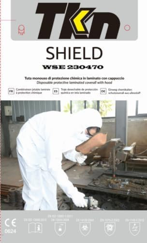 W.S.E. TUTA DA LAVORO MONOUSO microporosa Chimica CE Cat. 3 III tipo 5B 6B protettiva 55 g (L)