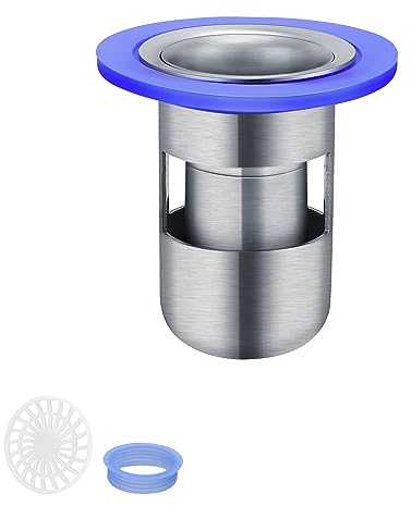 LERANXIN Tappo Doccia Antiodore, Scarico a Pavimento Canalina di Scarico in Acciaio Inox con Griglia, Adatto per WC, Bagno, Cucina, Balcone, Adatto per diametro foro 33-39 mm