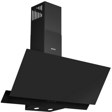 Wiggo A942G köksfläkt 90 cm huvudfri I Avloppsluft Cirkulationsluftspiskåpa 626 m³/h - Touch-Display 4 lägen I Energieffektivitetsklass A Vinklad Huva inkl. 2 x Kolfilter I Köksfläkt Glas