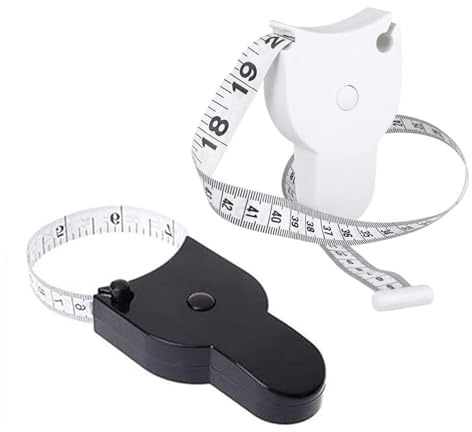 Paquet de 2 Rubans À Mesurer Télescopiques Automatiques, Ruban de Mesure du Corps, Règle de Mesure du Corps Auto-Serrant Pour Le Corps, La Taille, Les Hanches, Les Bras, La Tête (Noir + Blanc)