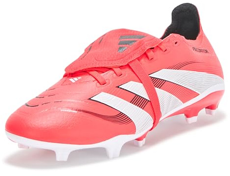 Adidas Predator League - Tacos de fútbol Unisex para Adultos con Lengua plegada, Suelo Firme/multisuelo, Lucid Red White Black, 45 1/3 EU