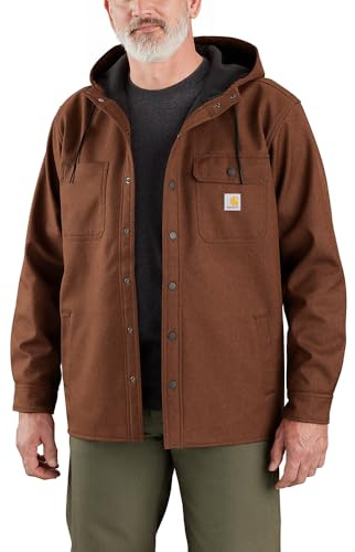 Carhartt Rain Defender Veste-chemise standard à capuche pour homme, épaisse, coupe décontractée - Moka chiné
