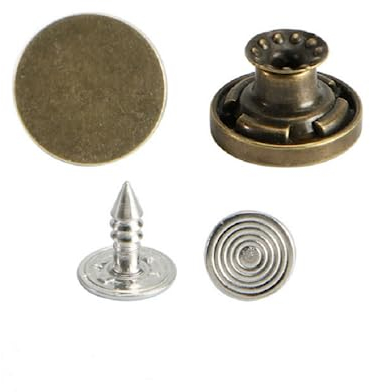 12PCS Mode Jeans Knöpfe Metall Flach geformte Kleidung Knopf Set Knöpfe Handwerk Knopf Dekorative Knöpfe zum Nähen DIY (bronze-20mm)