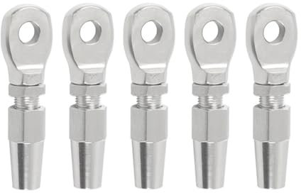 Drehseilklemmen 5 Stück 316 Marine Grade Edelstahl Swageless Eye Terminal for 3 mm Drahtseil Geländer Seil Terminal Fitting DrahtseilhüLsen