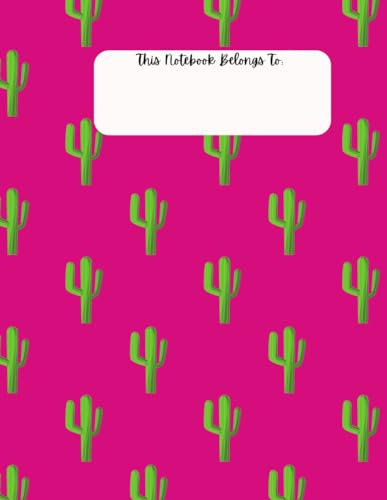 Pink Cactus Lined Notebook: 100 blank pages