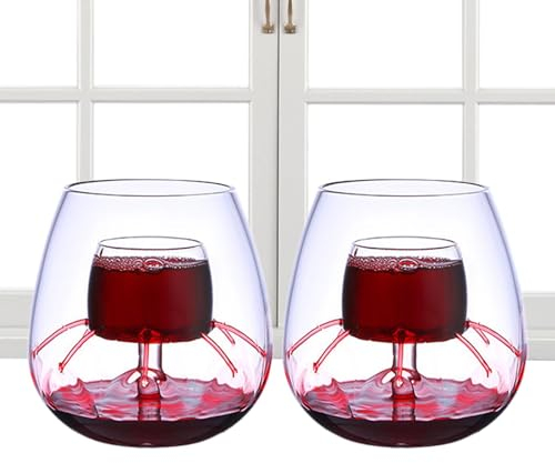 Ruwshuuk Bicchiere da vino aerato, bicchiere da decanter da vino, Set di bicchieri per aerazione del vino Decanter, Decanter per bicchieri da vino a fondo e calice per feste, casa, uffici, hotel