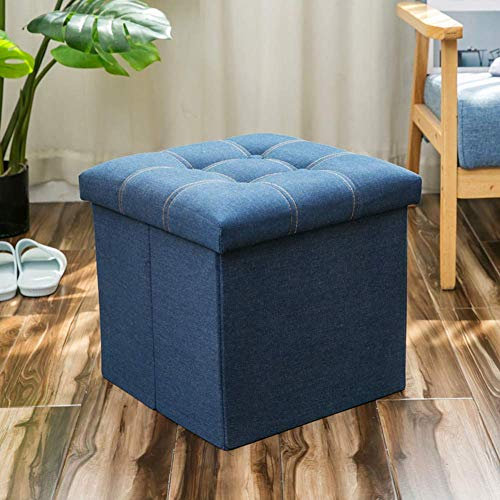 Fußhocker, Faltbare Fußhocker Mit Gepolstertem Sitz, Quadratische Stoffkissen Fußhocker/Marine/38 * 38Cm