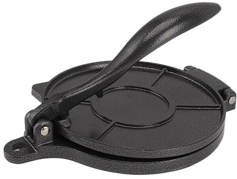 Msiud Tortilla Presse Aus Gusseisen, Schnitzelpresse Taco Presse Roti Maker Chapati Pizza Ausrollmaschine Tortillamaschine Küchengadget für Mehltortilla Tawa Oder Als Dumpling Gusspresse 20 cm