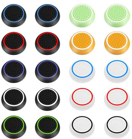AYESY Capuchons de Joystick pour PS5/PS4, Capuchons de Manette de Jeu, Accessoire PS5/PS4 Capuchons en Silicone pour Thumbstick, Accessoires Grip de Manette (20PCS Couleurs Vives)