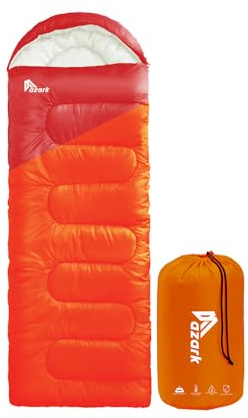 azark Premium Lightweight Sleeping Bag for Adults & Kids, 400 GSM, 4 Season Waterproof Sleeping Bag, Comfortable & Portable, Machine Washable, Camping & Hiking Essential