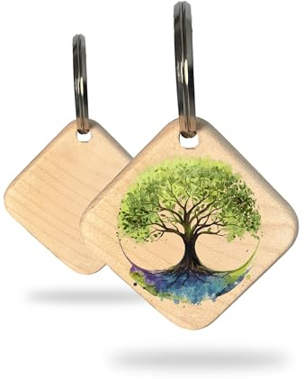 Rienco - Porte-clés arbre de vie en bois d'érable - cadeau original pour homme et femme - pendentif porte-bonheur et symbole d'amour