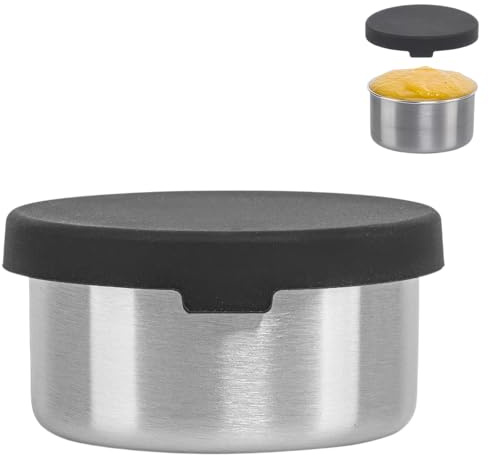 SILBERTHAL Kleine Edelstahldose mit Deckel Rund | Auslaufsicheres Döschen zum Lebensmittel transportieren, für Dips, Dressing, Nüssen, Granola in Brotdosen