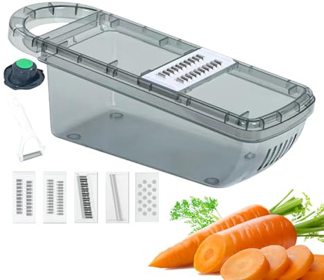 Grattugia per patate da cucina, taglierina multiuso - pelapatate a mano, grattugia multifunzione con contenitore, cipolle, carote