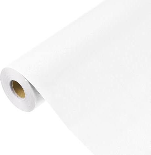 QUARKZMAN 1500 x 60cm Papier Peint Blanc, Papier Peint Autocollant, Papier Contact Blanc en Vinyle de Couleur Unie Auto-Adhésif pour Décoration Murale
