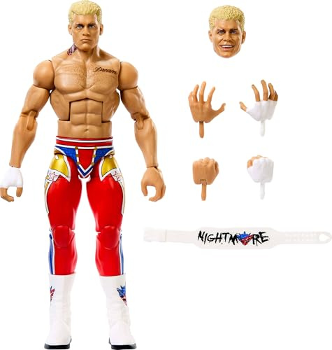 Mattel WWE Elite Collection Top Picks Cody Rhodes-Figur und Zubehör | 15 cm große Cody Rhodes-Actionfigur mit wechselbaren Händen und Ring-Outfit, für Kinder und Sammler, JHV11