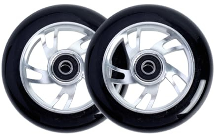 Kellegour 100mm Stunt Scooter Rollen Roller Reifen,2 PCS Scooter Ersatzräder Räder,Roller Reifen mit Felgen aus Aluminiumlegierung,für Meisten Stuntscooter und Kickscooter(Schwarz)