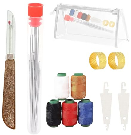 VelvetGlow 37 pezzi Set di cucito, aghi utensili per riparazioni a mano, set per ricamo, includono 25 aghi in acciaio, 1 scucipunti, 2 infila aghi, 5 fili, 2 ditali