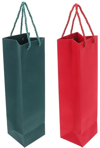 GANAZONO 24stücke Faltbare Geschenktüten für Weinflaschen Wiederverwendbare Papiertragetaschen mit Griffen Beutel für Einzelne Weinflaschen und Bierflaschen für Festivals und Feiertage