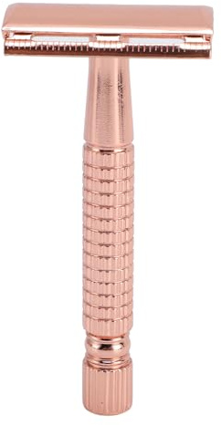Dioche Långt Handtag Dubbelt Långt Handtag Dubbelsidigt Rakverktyg | Vintage Säkerhetshyvelset med Refill Cutter | Slitstarkt Rakverktyg i Metall | Idealisk för Alla Hudtyper | Städning Ingår (Rose