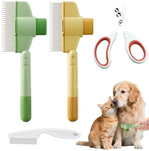 4 Stück Hundebürste Katzenbürste,Katzenkamm für Langhaar und Kurzhaar,Krallenschere Katze mit 2mm&4mm Loch,Flohkamm für katzen für Langhaarkatzen und Kurzhaarkatzen.