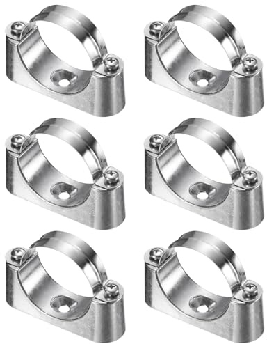 sourcing map 6Pack Pipe Support Pipe Bracket Clamp, 50mm Pipe Wall Mount Ceiling Mount Rigid Straps 304 Stainless Steel Bracket Holder for Metal Tube