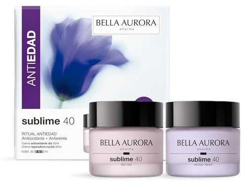 Bella Aurora Pack Sublime 40 Ritual Antiedad Día y Noche | Antioxidante y Antiestrés | Previene envejecimiento prematuro y aporta luminosidad | Crema Día SPF 20 + Noche regalo | 2x50 ml