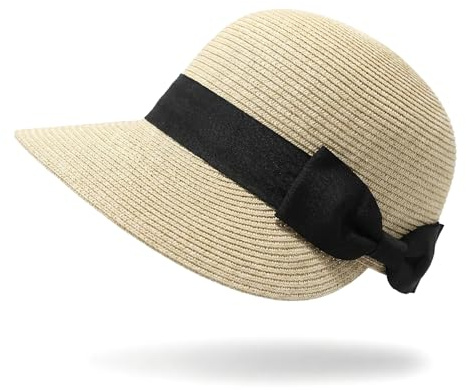 LISHIHE Strohhut Damen Mit Bowknot,Sonnenschutz Hut Damen Mit Breiter Krempe,Strohhut Gärtner Damen Atmungsaktiv Strandmütze Sonnenhut Damen Für Damen, Outdoor, Reisen, Urlaub