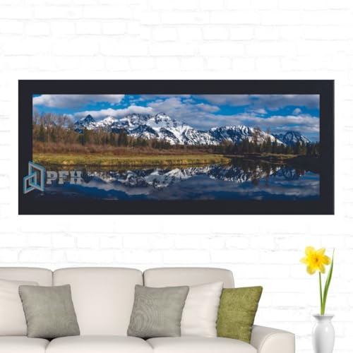 Black 900mm x 350mm Photo Frame Real Wood Acrylic Fitted Panoramic Modern Style Poster Frame Picture Frames Wall Decor Gift Frames