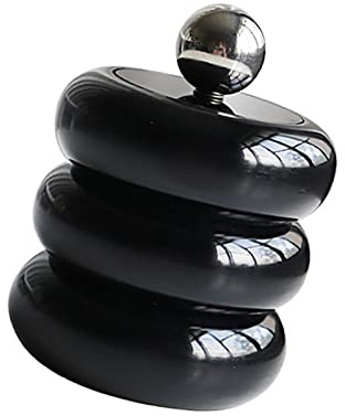 SIXRUN Soporte Qtip de Estilo Nórdico con Tapa Contenedor de Hisopo de Algodón de Resina Cubierta Acrílica y Bola de Acero Inoxidable A Prueba de Polvo Recargable Escritorio Baño Tocador (Negro Tres