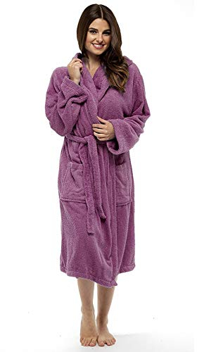 CityComfort Accappatoio da Donna in Spugna, Spugna di Cotone Accappatoio Altamente Assorbente con Cappuccio (M, EU 40-42, Orchidea con Cappuccio)