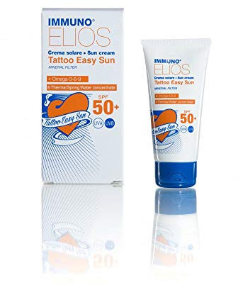 SET PER LA PROTEZIONE DEI TATUAGGI DAL SOLE E DAI RAGGI UVA E UVB PER TATUAGGI BLRILLANTI ED ELASTICI IMMUNO ELIOS - TATTOO EASY SUN 50ML + EUBOS 5% PANTENOLO