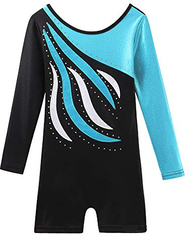 BAOHULU Leotard for Toddler Girls Gymnastics Shorts Sparkle Embroidery Tank Biketards One Piece B196_BlackBlue_110