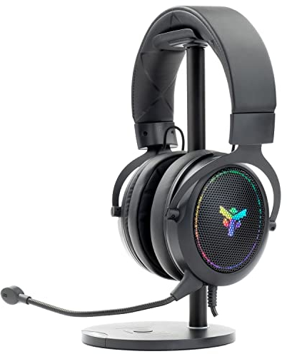 Itek Casque Gaming H500 - Casque Gaming avec Microphone Amovible Casque Surround 7.1 Virtuel, Annulation de Bruit extérieur, éclairage LED RVB. Convient pour PC et Console, Noir, réglable.