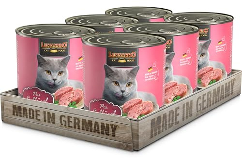 Leonardo Cibo umido [6x800g Pura carne di pollame] | Cibo umido senza cereali per gatti | Alimento completo umido in lattina