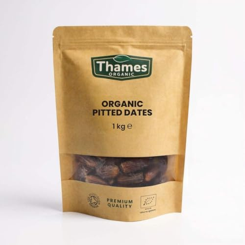 Organic Dried Pitted Dates - Raw, Vegan, GMO-Free - No Additives or Preservatives, High Fibre, Certified Organic - Nutritious, Delicious, and Convenient - Thames Organic 1 kg