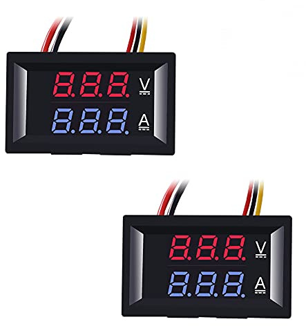 ALMOCN 2 pz 0,2 pollici LED voltmetro amperometro, rosso e blu digitale multimetro display tensione tester corrente, DC 0-100V 10A rivelatore di tensione Misuratore di corrente Pannello Amp Volt Gauge