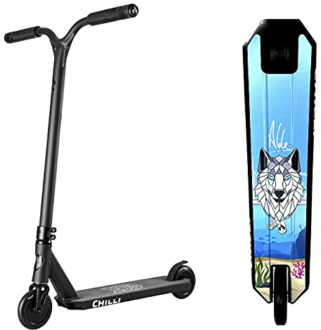 Chilli Pro Scooter™ Archie Cole | Das ORIGINAL | Stunt Scooter mit 360° Lenkung | High-End Stuntscooter | Für Profis | 110 mm PU Räder | Trick Roller für Kinder und Erwachsene | Farbe schwarz