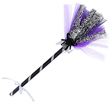 Milisten 1 x Halloween Witch Broom Prop Creative Halloween Broom Toy Witch Fly Broom Cosplay Supply for Halloween Party Kids Boys Girls Costume Decor (Purple)