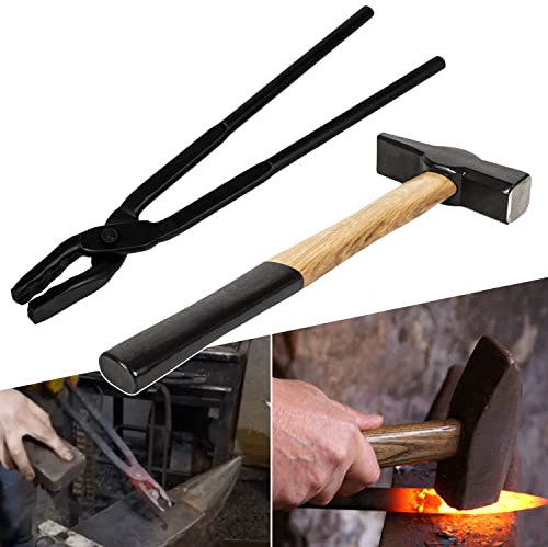 Bonbo Blacksmith Tool Set 16 Wolf Jaw Tongs Blacksmith Tongs for Anvil, Knife Making & Blacksmiths' Hammer Metalworking Tool Striking Tool (0000811-1000)