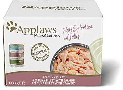 Applaws Natural Wet Adult Cat Food, Fish Selection in Jelly 70g Tin (Pack of 12)