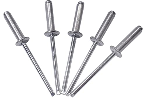 Confezione da 100 rivetti ciechi 4,0 x 16 mm, testa a cupola tipo aperto, DIN 7337, rivetti in alluminio e mandrino in acciaio, rivetti pop (100, 4,0 x 16 mm)