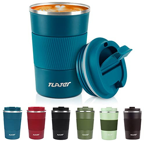 Tlater Insulated Mug, 380 ml - Stainless Steel Double Wall - Thermos Mug for Hot and Cold Drinks
