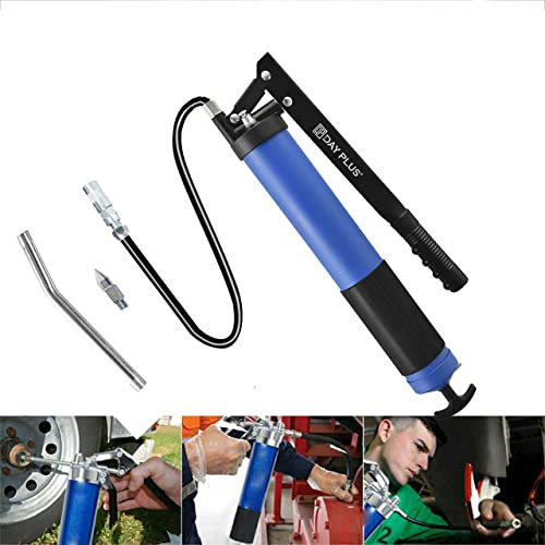 Yiyai Heavy Duty Pistol Grease Gun with 10 Flex Hose & Metal Extension, Manual Grease Gun - Fill with 600CC Cartridge, Handheld Greasing Tool for All General Lubrication Applications