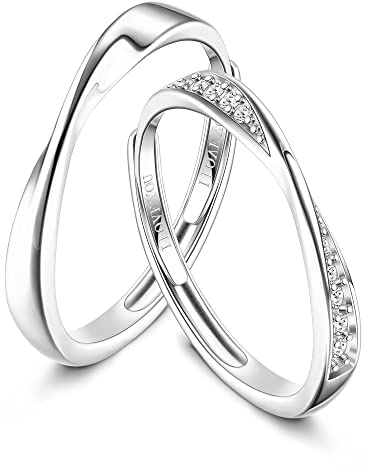 Milacolato Partnerringe 925 Sterling Silber Ringe Damen Diamant Hochzeit Eternity Verlobungsringe Für ihn Und er Sets Bff Ring Mobius Ring Freundschaftsringe Couple Geschenke