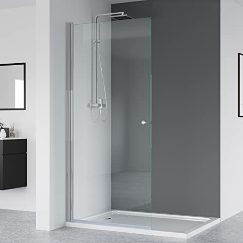 IMPTS walk in dusche 100x185 glas Duschwand Duschabtrennung | Nische Dusche Schwingtür Pendeltür Duschkabine Rahmenlos mit 6mm Sicherheitsglas, OHNE Duschwanne