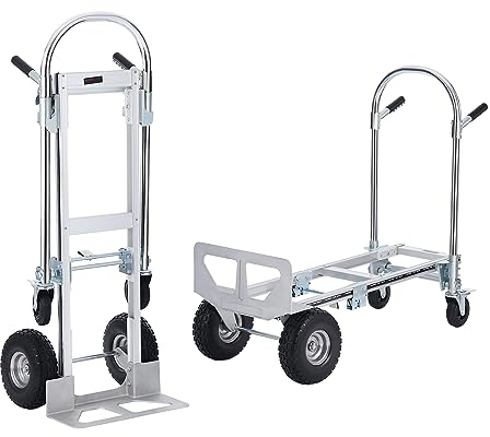 VEVOR 2-in-1 Sackkarre Klappbar 318/454kg Tragfähigkeit Transportkarre Aluminiumlegierung & Kohlenstoffstahl Sackkarre ⇋ Plattformwagen Trolley für Lade- & Transportaufgaben im Innen- & Außenbereich