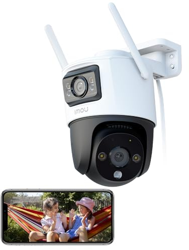 Imou 4K (3MP+5MP) Telecamera Wi-Fi Esterno Doppio Obbiettivo, 360°PTZ Videocamera Sorveglianza Esterno con Visione Notturna a Colori, Rilevamento Umano/Veicoli, IP66, Tracciamento Intelligente, 2,4ghz