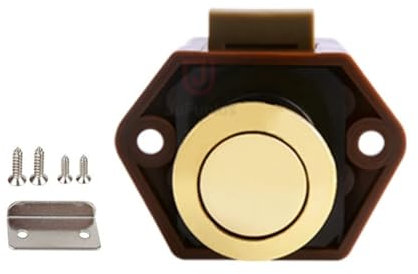 Schließzylinder für Schubladen Knopf Camper Auto Push Lock Durchmesser 20/26 mm RV Wohnwagen Boot Reiseanhänger Schubladenriegel Schlüsselloses Schrankschloss Möbelbeschläge (Color : Small-Brown gold